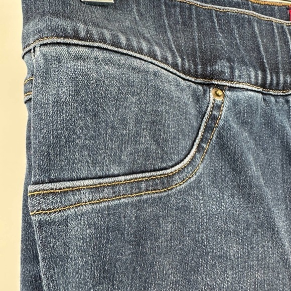 Spanx Medium Wash Stretch Pull-On Distressed Ankle Skinny Jeans Size Small - Picture 6 of 12